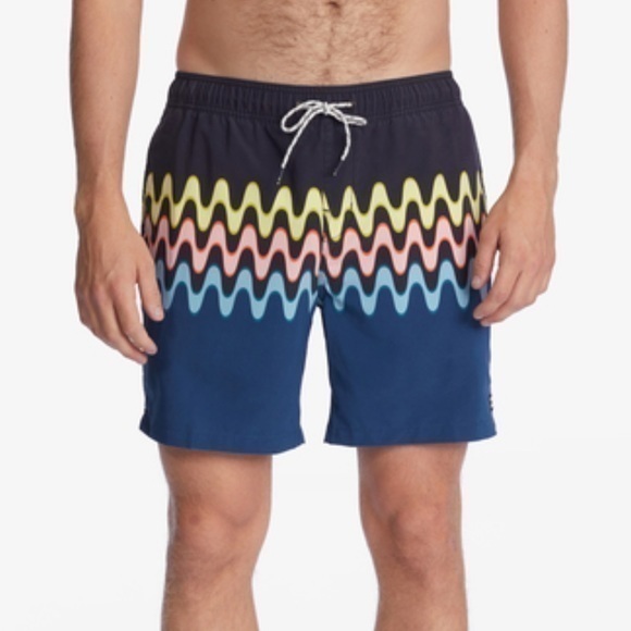Billabong Sundays Layback Wavy Striped Print Boardshorts 17” Size L New - Picture 1 of 8